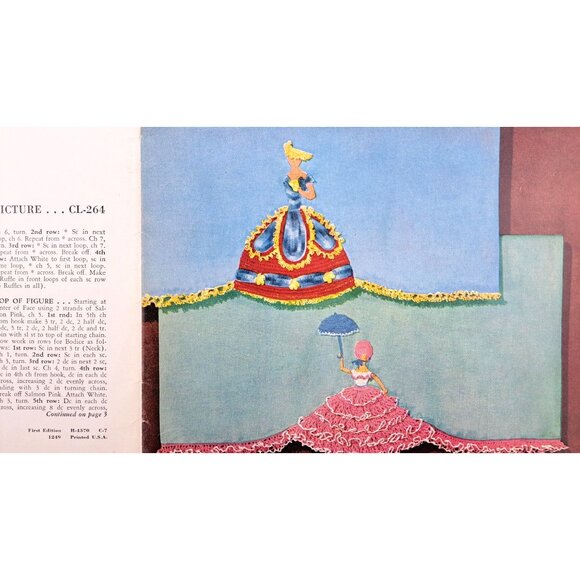 Vintage Crinoline Lady Crochet Pattern Booklet 262 From 1949 Clark's Coats Skirt - Picture 4 of 7